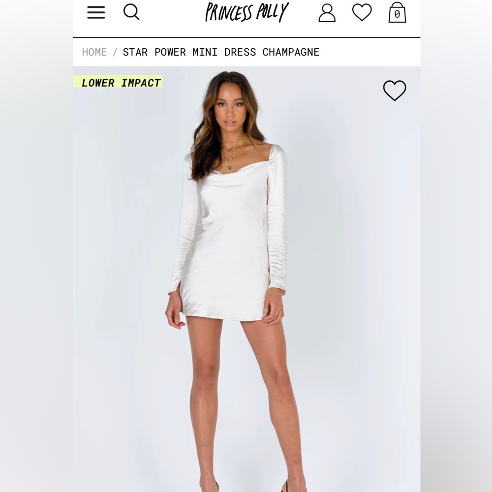 New! Princess Polly STAR POWER MINI DRESS CHAMPAGNE